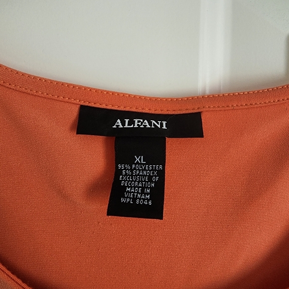 Alfani Womens Orange Layered Chiffon-Hem Sleeveless Top - Picture 2 of 3